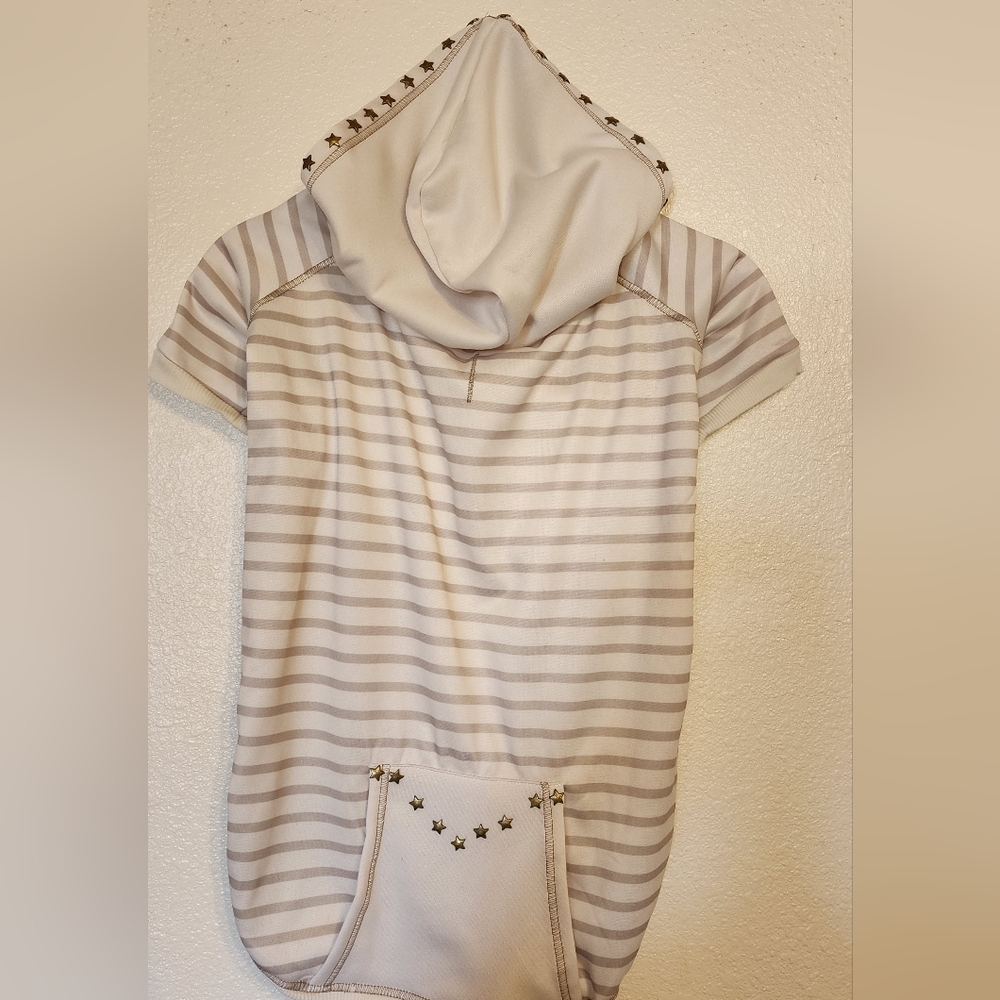 Boots & Barkley Striped Dog Hoodie - Gray and White